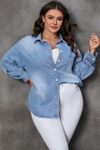 Curve Collective's Button Up Pocketed Denim Top
