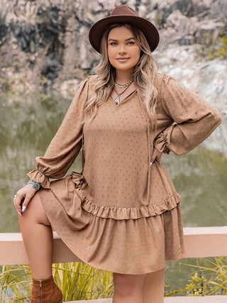 Curve Collective Dot Flounce Sleeve Mini Dress