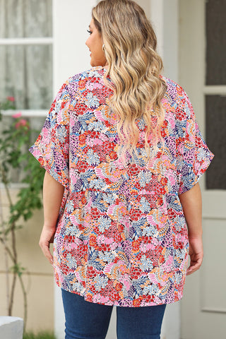 Curve Collective Printed Notched Neck Half Sleeve Top
