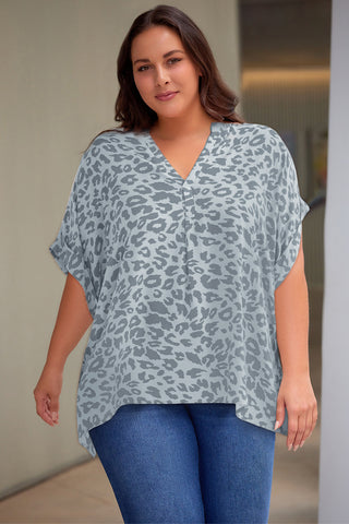 Curve Collective Printed Notched Neck Half Sleeve Top