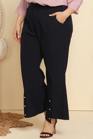 Curvy Figure Hem Detail Flare Pants