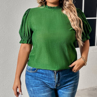 Curve Collective's Round Neck Flounce Sleeve Blouse