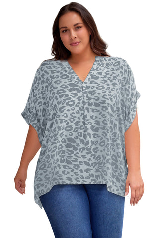 Curve Collective Printed Notched Neck Half Sleeve Top