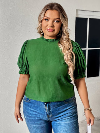 Curve Collective's Round Neck Flounce Sleeve Blouse