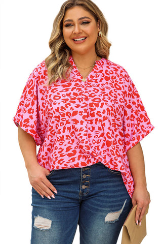 Curve Collective Printed Notched Neck Half Sleeve Top