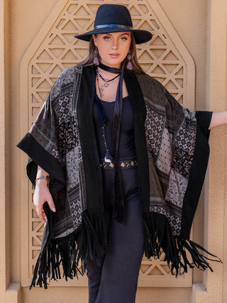 Curve Collective Printed Fringe Open Duster
