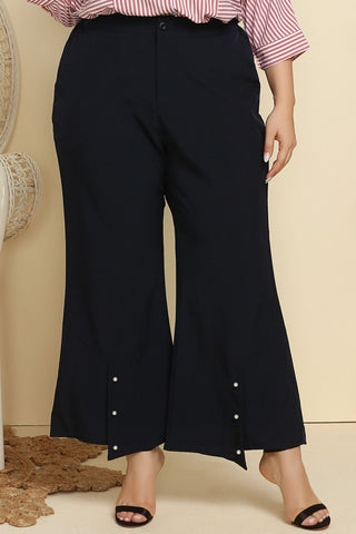 Curvy Figure Hem Detail Flare Pants
