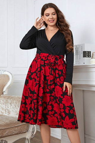 Curve Collective's Floral Surplice Neck Long Sleeve Dress
