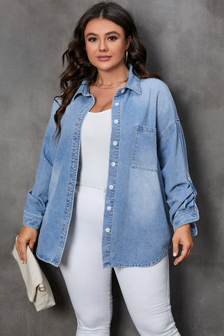 Curve Collective's Button Up Pocketed Denim Top